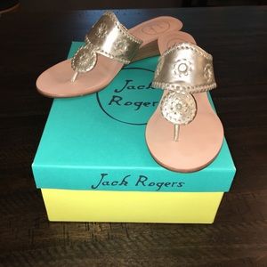 Jack Rogers Mid wedge metallic sandals